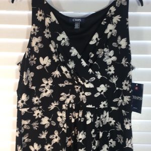 NWT CHAPS Women’s XL Black & White Floral Dress